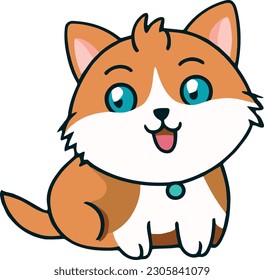 Funny cat and adorable kitten character vector design with flat color in white background suitable for sticker, cartoon and print design.