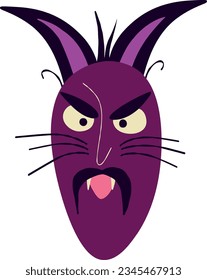 Funny cat with angry face . Vibrant Halloween character. Cartoon illustration