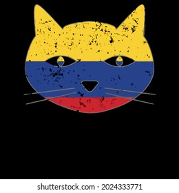 funny cat art colombia flag cat tee wo long design vector illustration for use in design and print wall art poster canvas