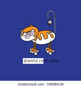 Funny cat with a bell on the tail