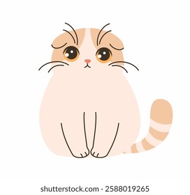 Funny cat with big eyes. Flat vector illustration.