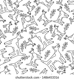 lustige Katze und Äste handgezeichnete Vektorillustration
