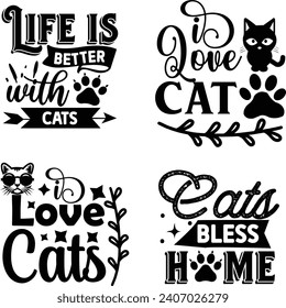 Funny Cat  Bundle, Cat bundle, cat designs, Cat lady bundle, crazy dog lady design, animals vector, Silhouette