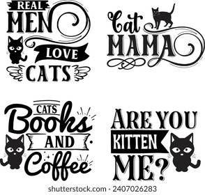Funny Cat Bundle, Cat bundle, diseños de gatos, Cat Lady Bundle, diseño de dama de perro loco, vector de animales, Silhouette