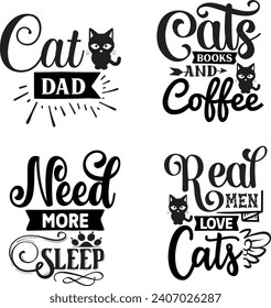 Funny Cat  Bundle, Cat bundle, cat designs, Cat lady bundle, crazy dog lady design, animals vector, Silhouette