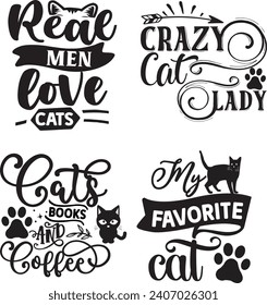 Funny Cat  Bundle, Cat bundle, cat designs, Cat lady bundle, crazy dog lady design, animals vector, Silhouette
