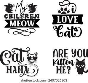 Funny Cat  Bundle, Cat bundle, cat designs, Cat lady bundle, crazy dog lady design, animals vector, Silhouette