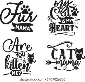 Funny Cat  Bundle, Cat bundle, cat designs, Cat lady bundle, crazy dog lady design, animals vector, Silhouette