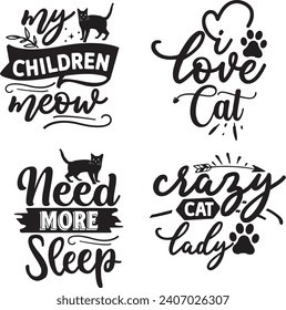 Funny Cat  Bundle, Cat bundle, cat designs, Cat lady bundle, crazy dog lady design, animals vector, Silhouette