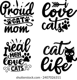 Funny Cat  Bundle, Cat bundle, cat designs, Cat lady bundle, crazy dog lady design, animals vector, Silhouette