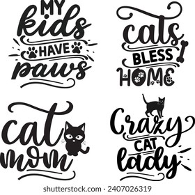 Funny Cat  Bundle, Cat bundle, cat designs, Cat lady bundle, crazy dog lady design, animals vector, Silhouette