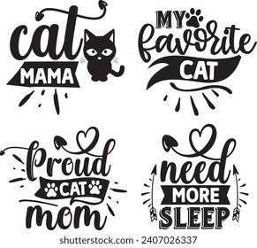Funny Cat Bundle, Cat bundle, diseños de gatos, Cat Lady Bundle, diseño de dama de perro loco, vector de animales, Silhouette