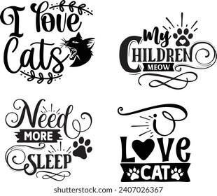 Funny Cat  Bundle, Cat bundle, cat designs, Cat lady bundle, crazy dog lady design, animals vector, Silhouette