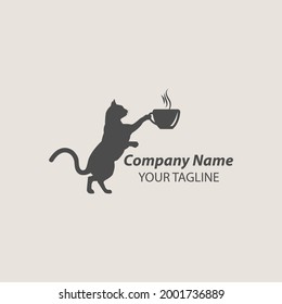 Funny cat cafe logo design template. Vector illustration.EPS10