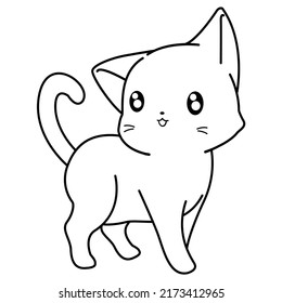 Funny cat cartoon character coloring page