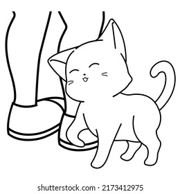 Funny cat cartoon character coloring page