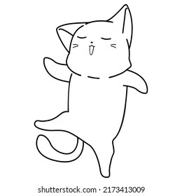 Funny cat cartoon character coloring page