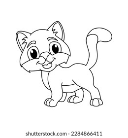 Funny cat cartoon characters vector illustration. For kids coloring book.