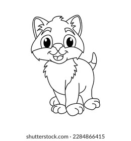Funny cat cartoon characters vector illustration. For kids coloring book.