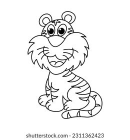 Funny cat cartoon characters vector illustration. For kids coloring book.