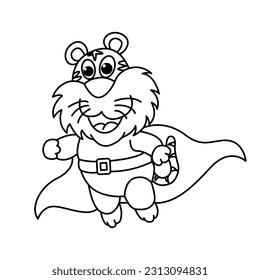 Funny cat cartoon characters vector illustration. For kids coloring book.