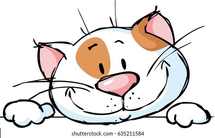 funny cat cartoon peeking - vector illustration