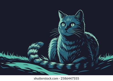 funny cat cartoon vector with beautiful eyes