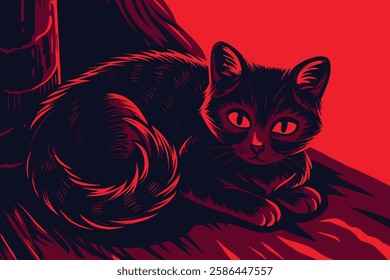 funny cat cartoon vector with beautiful eyes