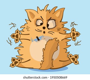 Funny cat catching a fly