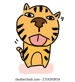 A funny cat character licking 