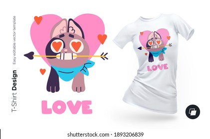Funny cat character. Print for clothes, posters or souvenirs. Vector illustration