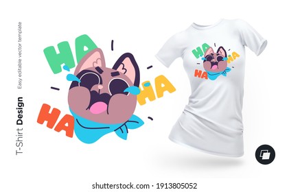 Funny cat character. Print for clothes, posters or souvenirs. Vector illustration