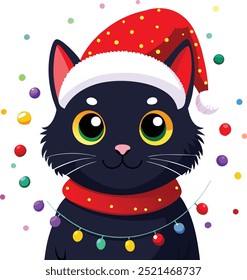 Funny Cat Christmas Clipart Design