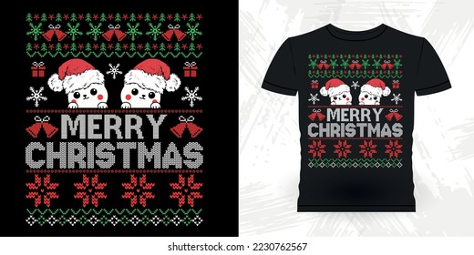 Funny Cat Christmas Ugly Sweater T-shirt Design