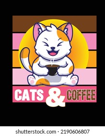 funny cat coffee t-shirt design