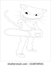Funny cat coloring page of children book coloring page