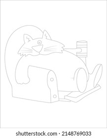 Funny cat coloring page of children book coloring page