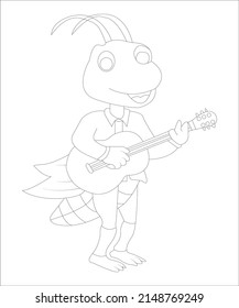 Funny cat coloring page of children book coloring page