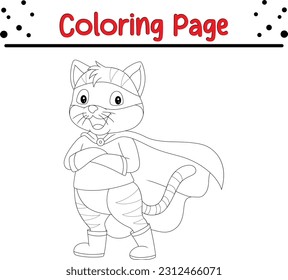 funny cat Coloring page for children. Coloring Page Outline of cartoon striped cat. Pets. Coloring book for kids.