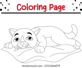 funny cat Coloring page for children. Coloring Page Outline of cartoon striped cat. Pets. Coloring book for kids.