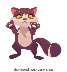 Funny Cat with Cute Snout as Domestic Pet Standing at Hind Legs Vector Illustration