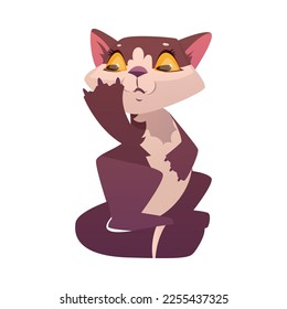 Funny Cat with Cute Snout as Domestic Pet in Sitting Pose Vector Illustration