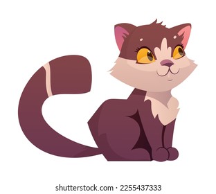 Funny Cat with Cute Snout as Domestic Pet in Sitting Pose Vector Illustration