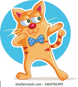 Funny Cat Dabbing Vector Cartoon. Adorable pet animal dancing and celebrating