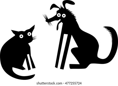 Funny cat and dog