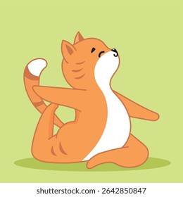 Funny cat doing sports, athlete, yogi, funny cat, cute character, fat, thick, losing weight, diet, relaxing, rest, hobby, red, animal, pet, domestic animal, fluffy, sports, gym, training