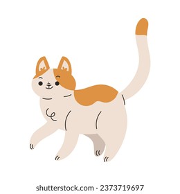 Funny Cat Domestic Pet with Pretty Snout Walking Vector Illustration