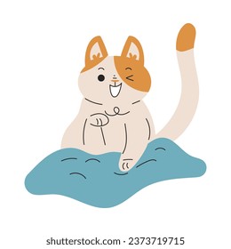 Funny Cat Domestic Pet with Pretty Snout Winking Vector Illustration