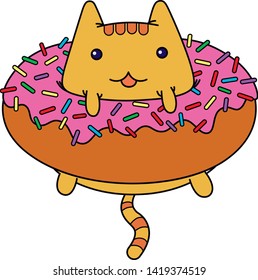 Funny Cat In A Donut