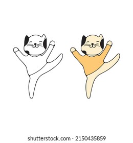 Funny cat doodle icon. Cute pets vector art on white background.